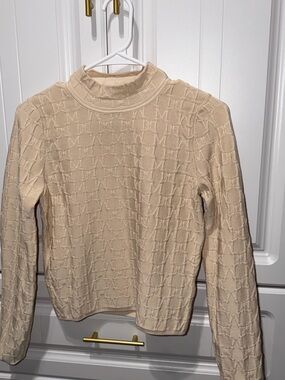 Guess by Marciano Cream Textured Mock Neck Sweater
